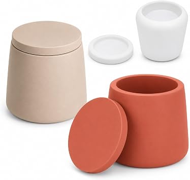 Silicone Planter Mold with Lid, 98mm x 83mm, for Concrete, Plaster and Resin Candle Jar Casting, Modern Home Decor