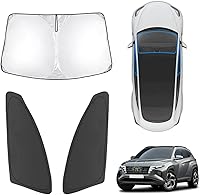 Vista 1 de Karltys 3 piezas de parasol para parabrisas para Hyundai Tucson 2022-2025 2026, cubierta de parasol para ventana delantera y lateral con ajuste