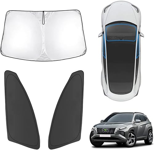 Karltys 3 parasoles para parabrisas para Hyundai Tucson 2022-2025 2026, cubierta de parasol para ventana delantera y lateral, ajuste personalizado