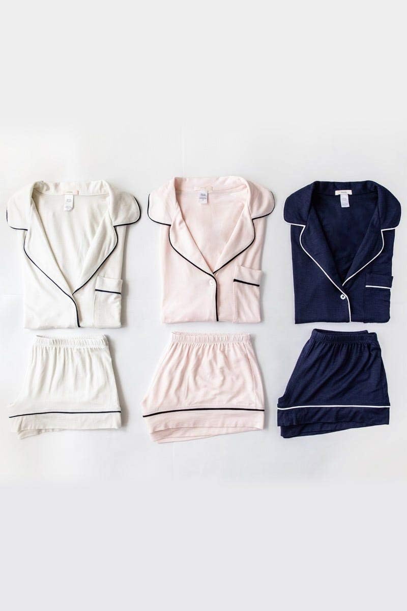 Eberjey Gisele Classic Women's Pajama Set | Short Sleeve Button Down Shirt w Front Pocket, Shorts w Elastic Waist - Image 5