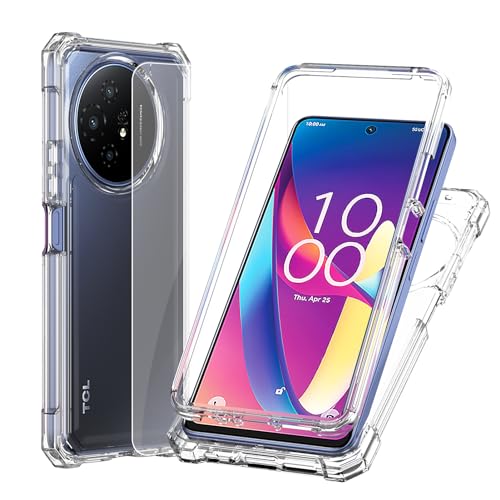 Ailiber for TCL 50 XL 5G Case with Screen Protector, Dual Layer Protection, Shockproof Corners TPU Bumper, Slim Silicone Cell Phone Cover Case for Metro TCL 5G - Clear