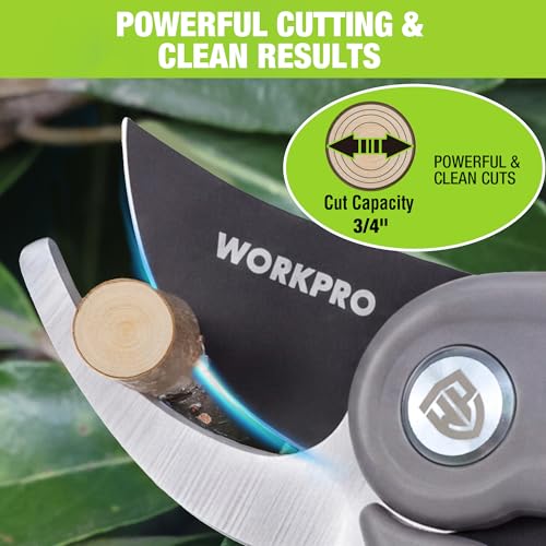 WORKPRO 8" Bypass Pruning Shears for Gardening with Dual-Size Opening - image 4