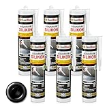 Isolbau Aquarium Silikon 6 x 300 ml - Dauerelastisches Spezial-Silikon für Aquarien & Glaskonstruktion - Für Innen- & Außenbereich – Schwarz, Kartusche