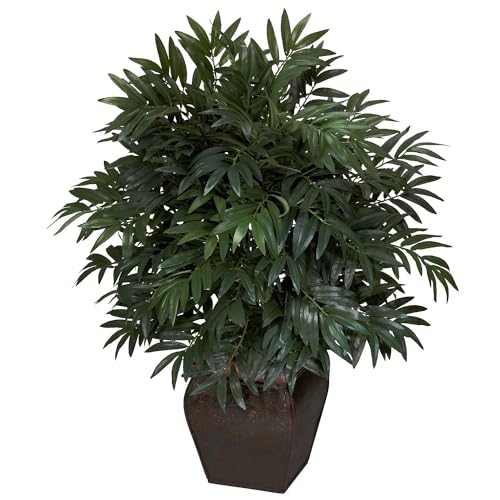 Nearly Natural Double Bamboo Palm with Decorative Planter Silk Plant