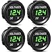 4 Medidores de Voltaje de Coche DC 12V Voltímetro Impermeable con Pantalla LED de Barco Monitor de Voltímetro de Panel Redondo Digital Compatible con Camión Caravana ATV UTV Marine (Verde)