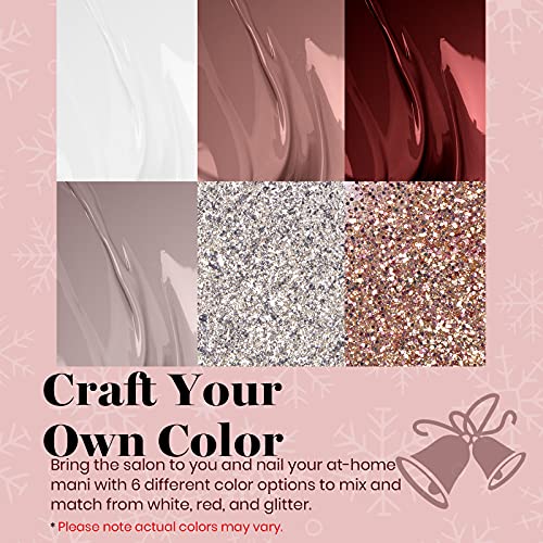 Beetles Holiday Gel Nail Polish Set - 6 Colors Burgundy Red Brown Champagne Gold Gel Polish Kit Snow White Nude Grey Soak Off Nail Lamp Thanksgiving Gel Polish Gel Nail Manicure Kit Diy New Year Gift #TOP2