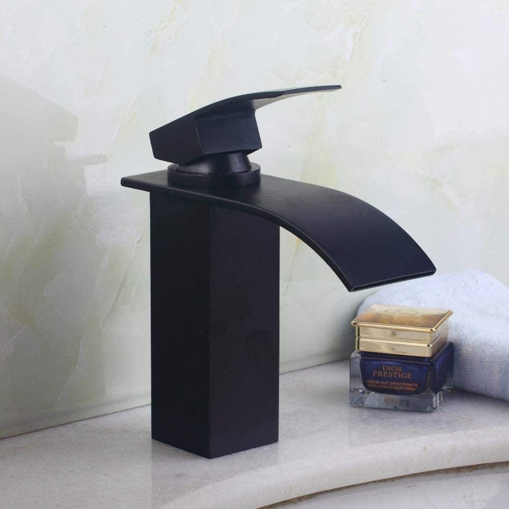 Robinet de bassin noir en bronze frotté pour mitigeur de salle de bain eau chaude et froide