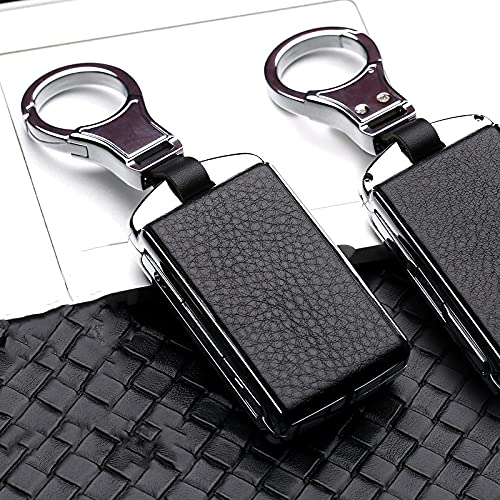ZYHYCH - Funda para Llave de Coche de Cuero metálico, Apto para Volvo XC40 XC60 S90 XC90 V90 T5 T6 T8 Polestar 2 Funda para Llave de Coche, Plateado Negro Cover