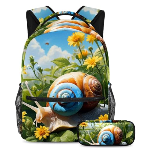 Simpatico zaino con lumaca e fiore di grande capacità astuccio per bambini ragazza ragazzo donne uomini studenti durevole leggero molte tasche lavoro carino nero bianco gatto cane borsa da viaggio