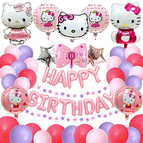 Hello Kitty Balloon, Ballon Hello Kitty Anniversaire, Fournitures de Fête Hello Kitty, Decoration Anniversaire Hello Kitty, Ballon Aluminium Hello Kitty, pour Enfants Anniversaire Décoration