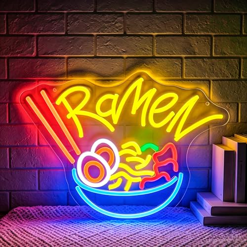 Image of Ramen Neon Sign for Wall Decor Light Up Sign Led Signs for Room Party Home Wall Decor USB Powered