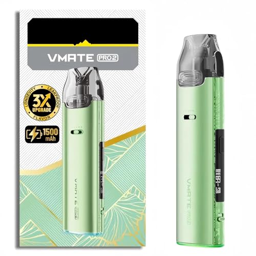 For VOOPOO Vmate Pro 2 Kit Built in 1500mAh Battery 30W Vape ECO/POWER Mode with 3ml Vmate V2 Pod Cartridge 0.4/0.7ohm Electronic Cigarette Vaporizer No Nicotine (Verde fresco)