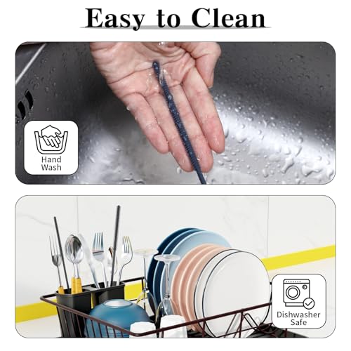 Tucnoeu 2 Stück Silikon Strohhalm Reinigungsbürste, Wiederverwendbare Reinigungsbürste Strohhalm, Strohhalmbürste Biegsam Für Glas Metall (Schwarz)