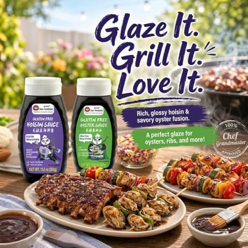 Image of Sauce Grandmaster Asian Sauce Bundle Gluten Free Oyster and Hoisin Sauce | Premium Oyster Sauce with 70% Oyster Extract Plus Sweet Hoisin, Clean Ingredients for Stir Fry, Marinades, BBQ and Dipping