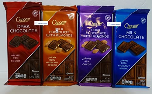 Choceur Chocolate Bar Austria Four Flavors Combo Bundle 5.29oz 150g (Pack of Four)