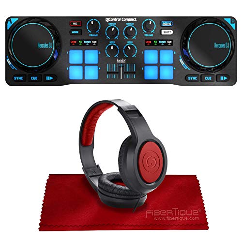 Hercules DJControl Compact Controller for Serato DJ Software w/Headphones + Basic Accessory Bundle