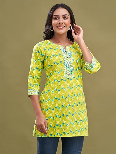 Image of feranoid Women Cotton Printed Short Kurti | Short Kurti for Women | Printed Cotton Kurti