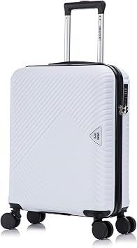 Hand Luggage Suitcase 55x40x20cm, Lightweight Cabin Size for Ryanair EasyJet, ABS Hardshell with Scratch-Resistant Finish, Smooth 360  Wheels, Flush TSA Lock & Organised X-Strap, White