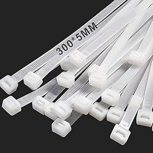 Caiery 300 x 4,8 mm 100 pezzi Grande Lunghe Fascette Plastica per Cablaggio, Fascette Stringicavo,Fermacavo bianco Elettricista, Nylon Cavi Fascette