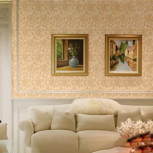 Wolpin Wall Stickers Botanical Wallpaper (60 x 300 cm) Living Room, Bedroom, Textured Embossed Peony Roses Decal Floral Home Decoration, DIY Self Adhesive, Beige