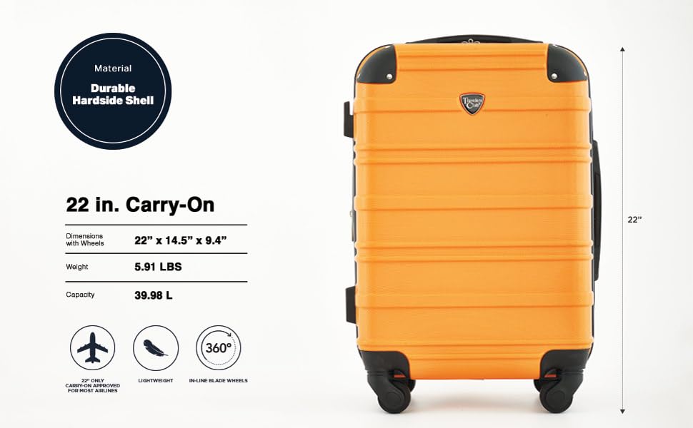 Image of Travelers Club Phoenix Luggage, Sun Orange, 22-Inch Carry-On