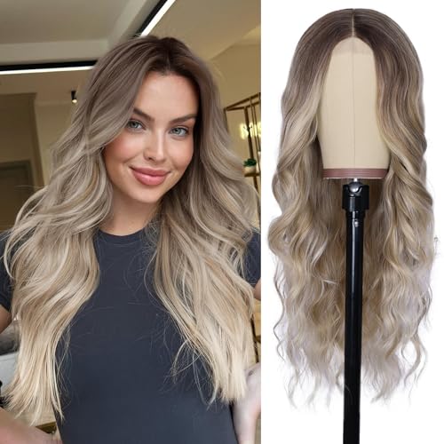 Image of NAYOO Blonde Wig for Women,26 Inch Lace Hairline Middle Part Synthetic Wig