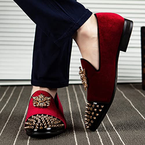 Image of Meijiana Mens Velvet Loafers Dress Shoes with Metal Embellishments Party Luxury Loafer Shoes