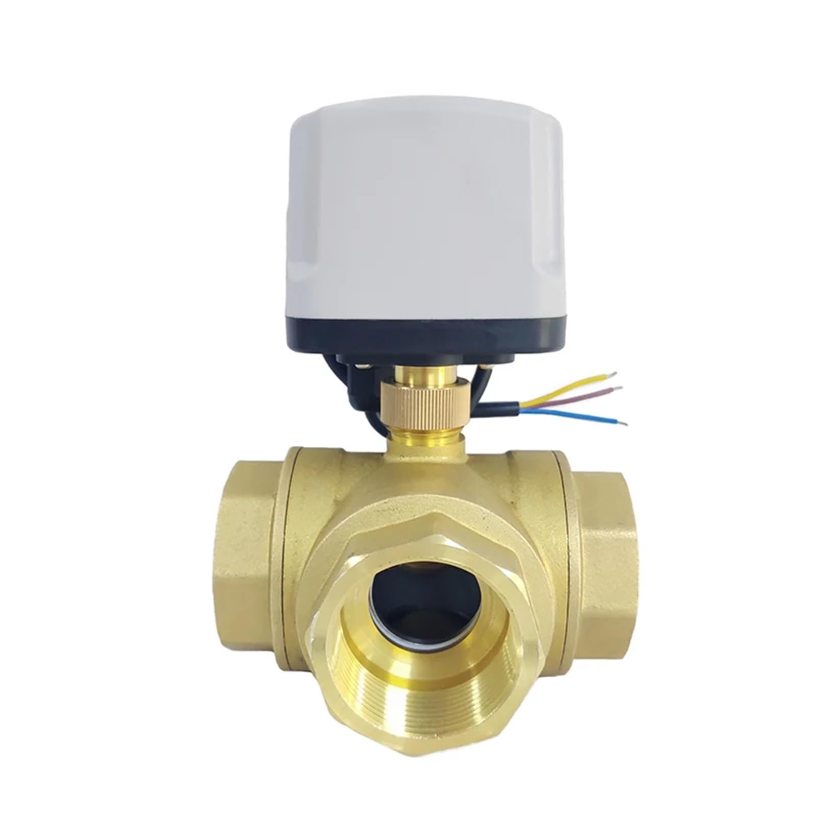 HYUJNAFZR Waterproof Electric Ball Valve Brass Three-Way T/L type Three-Wire two-control Three-Wire one-control 12VDC Motorized