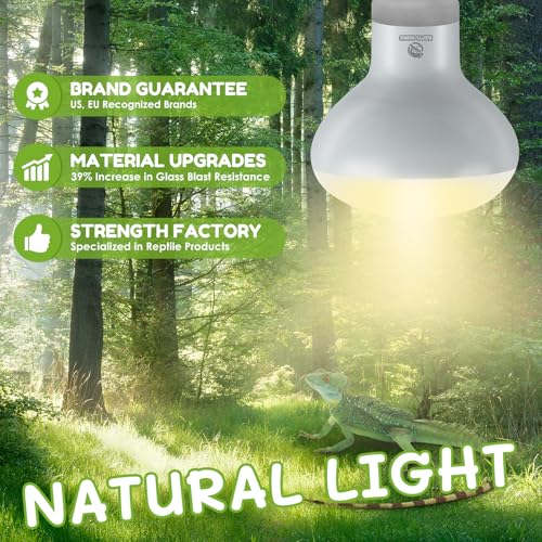 Image of Reptile Heat Lamp Bulbs, Simulate Natural Sunlight Heat Light Bulb, 4 Pack 100W Amphibian Terrarium Basking Spot Lamp for Reptile, Bearded Dragon, Lizard, Turtle, Snake