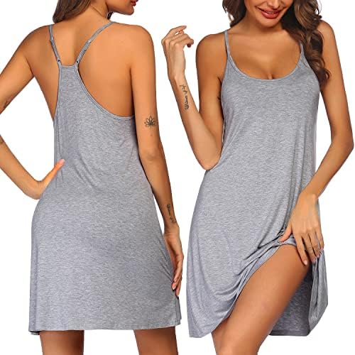 Ekouaer Nightgown Sleepwear for Women Sleep Tank Chemise Racerback Sleeveless Sleep Dress