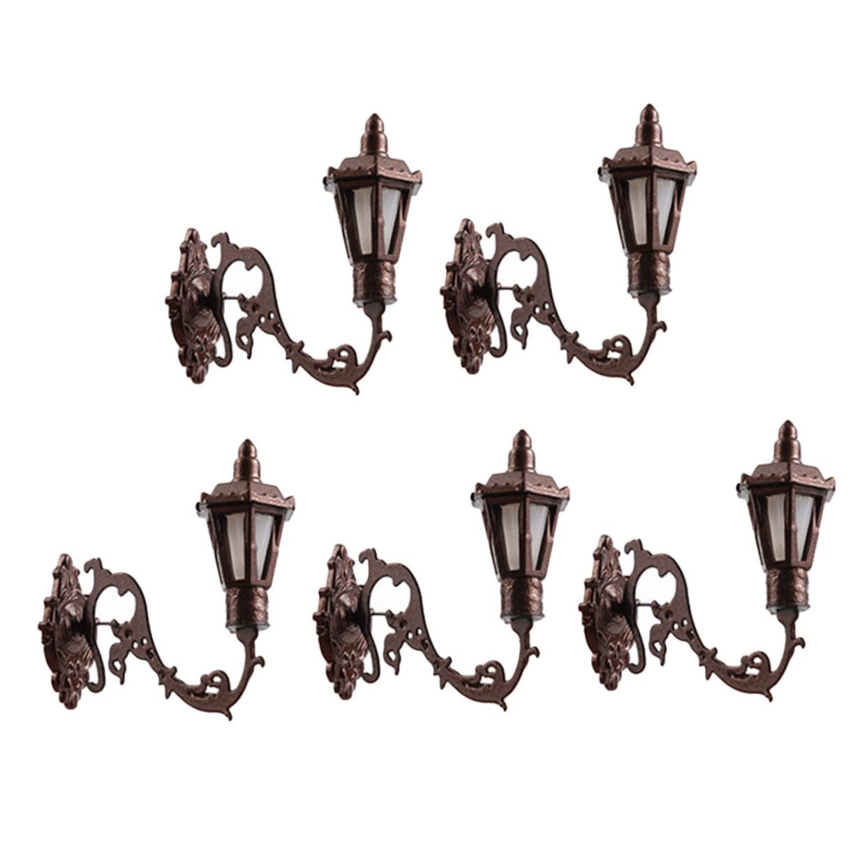 SEWOART DIY Table Decor 5pcs Miniature Wall Lamp Model Wall Light Decor for Mini House