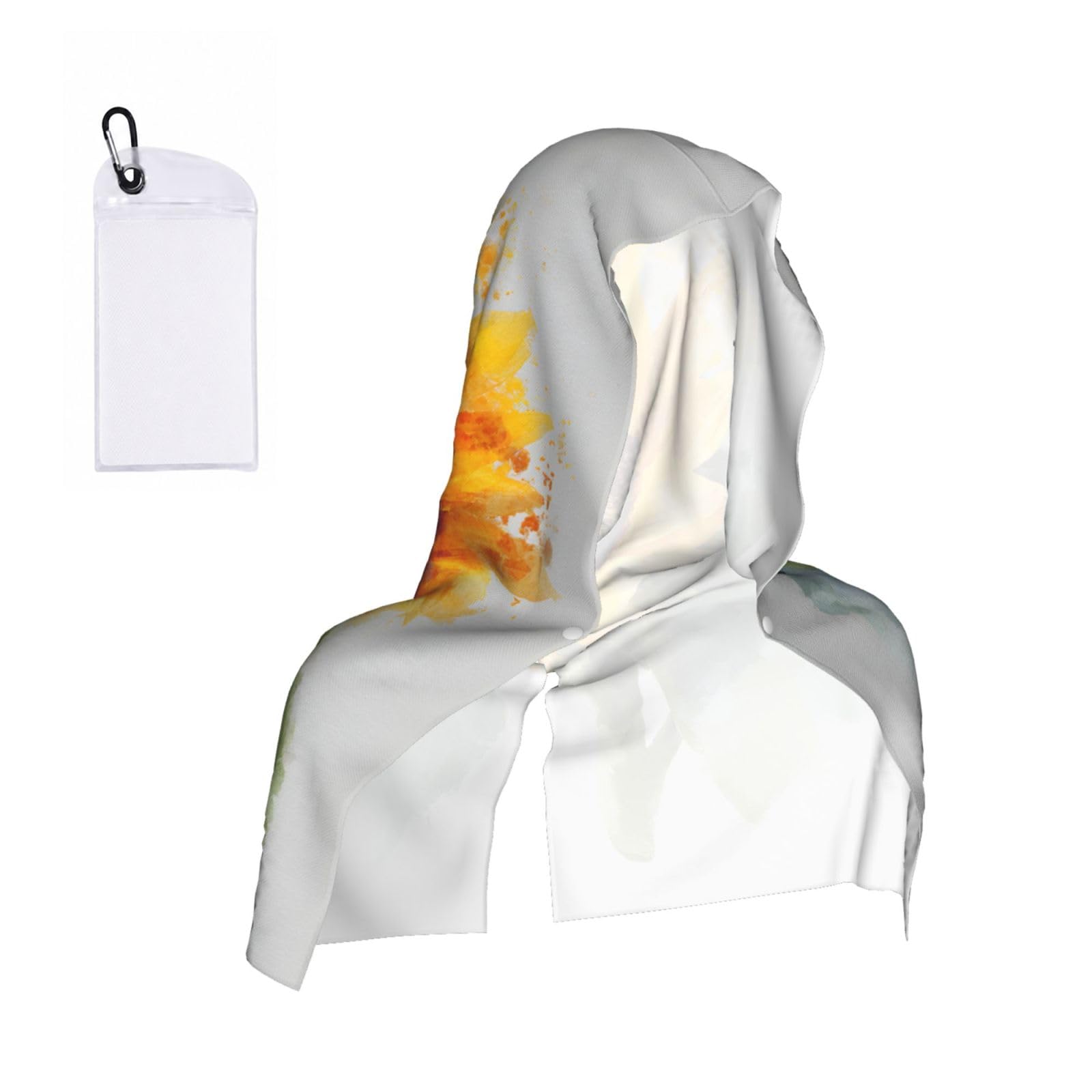 Watercolor Sunflower Print Cooling Hoodie Towel, Cooling Towels For Neck And Face Sun Protection Instant Cool Hoodie(Sport/Camping/Work Out/Hot Weather)