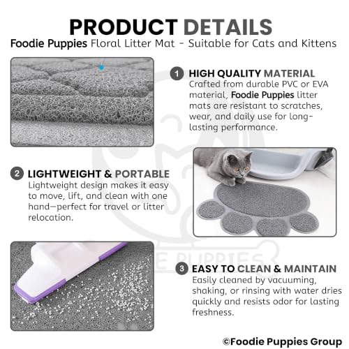 Image of Foodie Puppies Cat Litter & Food Mat with Non-Slip and Waterproof Backing - (Paw Mat - Small) (30x40cm), Great Scatter Control, Keep Floors Clean, Soft on Sensitive Kitty Paws
