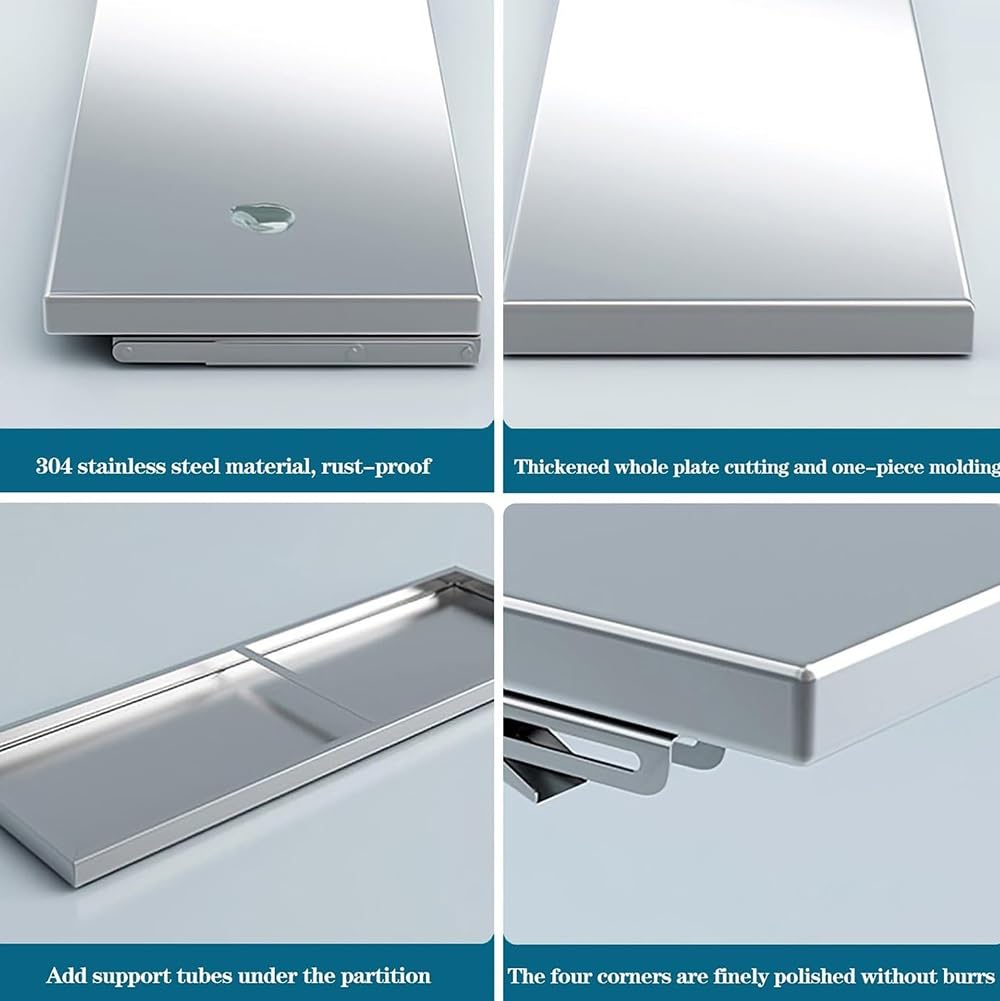 Tavolo pieghevole in acciaio inox per cucina commerciale e ristorante, 70 x 20 cm, per lavanderia, salvaspazio, ideale per la preparazione di cibo e cibo