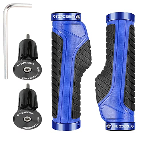 Image of TOPCABIN Ergonomic Bike Grips - Widen Holding Rubber Grips with Aluminum LockGrips for Mountain & Road Bikes