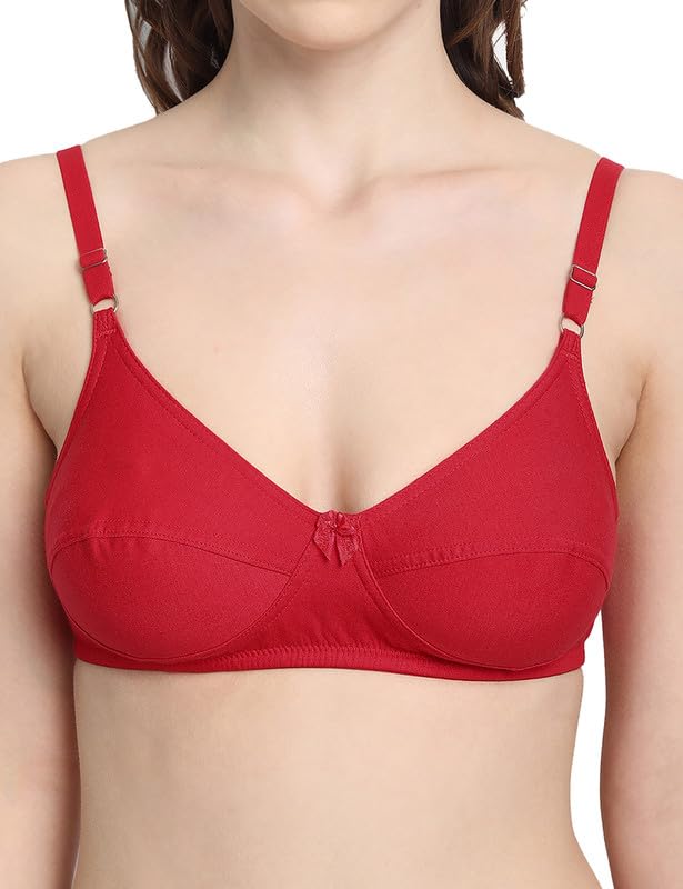 Image of VSTAR HANA Non-Wired Non-Padded Cotton Knitted Full Coverage Bra for Women with Double Layered Seamed Cups