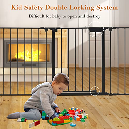 Sospiro N5XW9K10055 118Inch Extra Wide Black Baby Gate With Door, Metal Long Baby Fence, Tall Pet Dog Gates For House Stairs Doorways,10Ft Child Safety Fence Fireplace Christmas Tree,Indoor Outdoor thumb #2