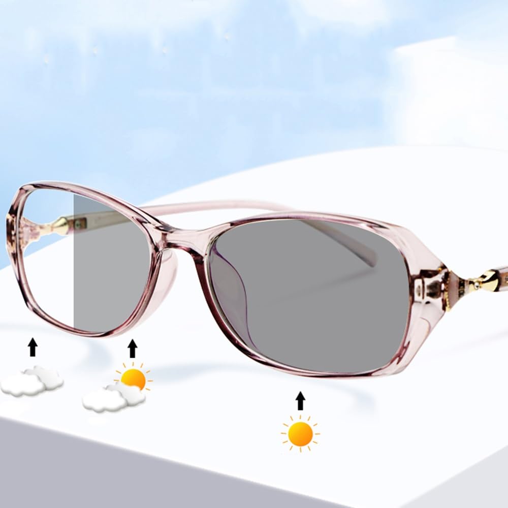 SFIVE Fotocromaticas Gafas De Sol HD Ligero Gafas De Lectura para Exterior, Anti UV Gafas De Presbicia Champagne 1.0 1.5 2.0 2.5 (Color : Champagne, Size : +3.5)