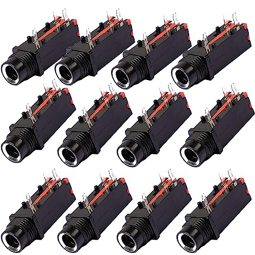 12PCS conector jack mono 6.35mm para montaje PCB