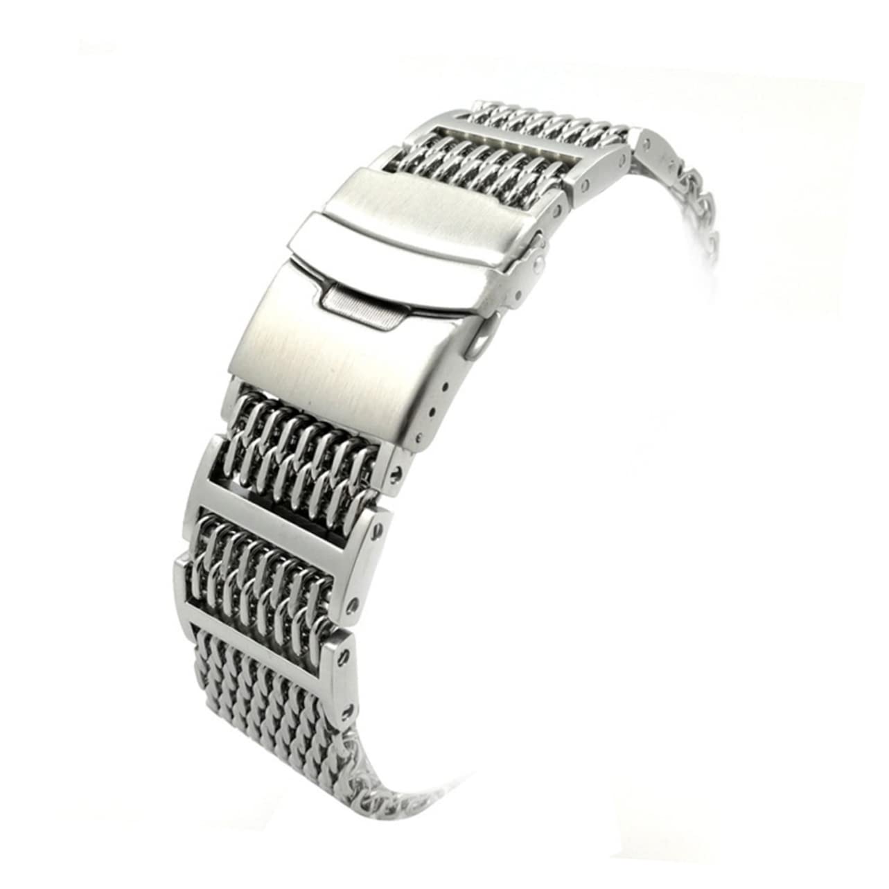 VALICLUD Bracelet de montre en acier inoxydable - 22 mm - Design maille de requin - Bracelet de rechange pour homme et femme - Robuste - En métal - Pour le quotidien, les loisirs
