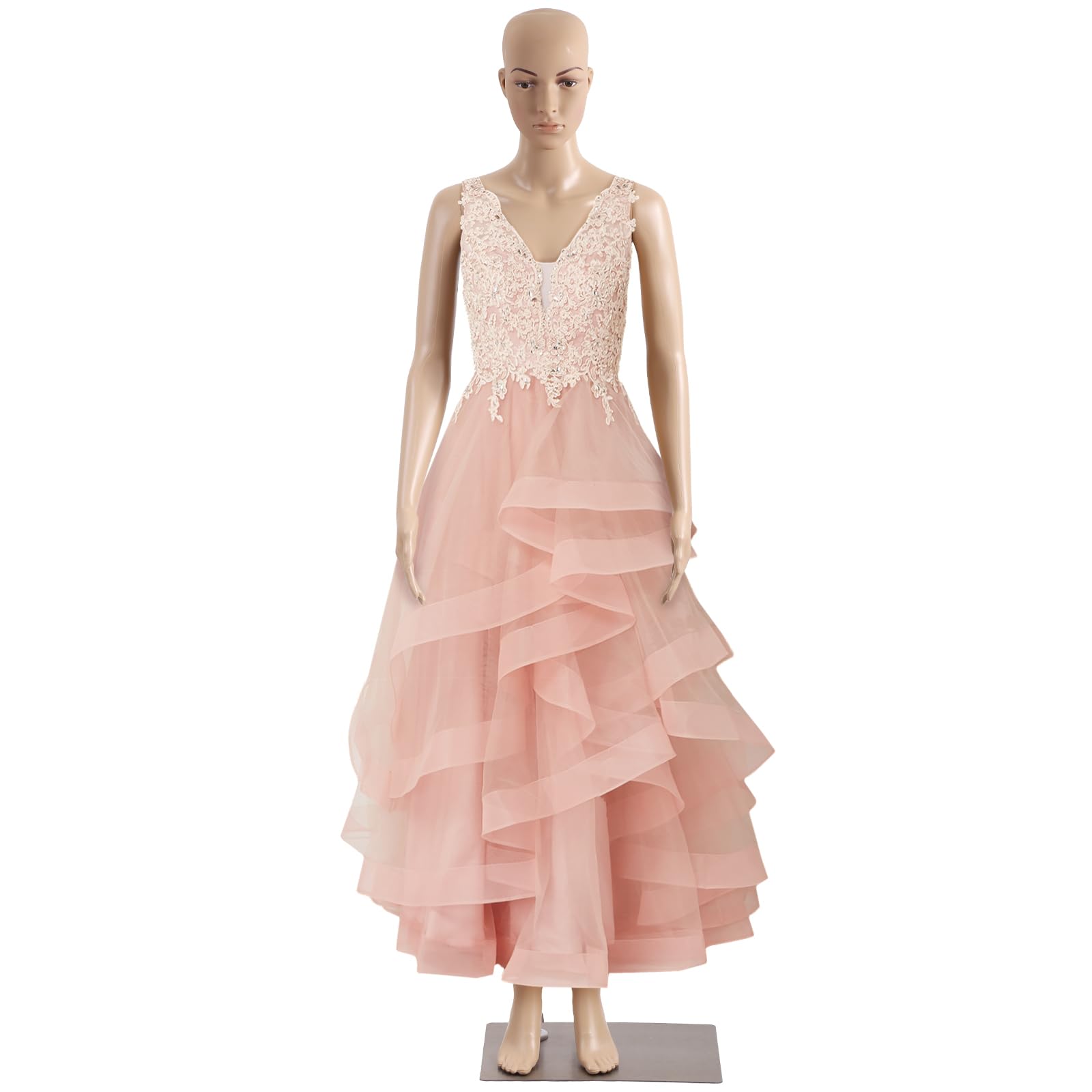 Female Torso Model Dress Form Adjustable Removable Realistic Full Body Model Display Metal Base 69 Inch Plastic Head Rotary Mannequin