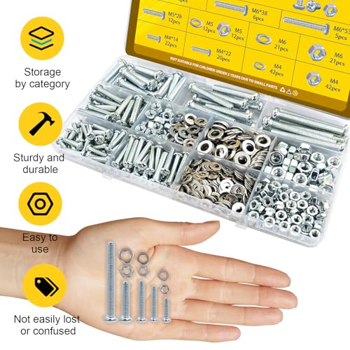 image for Fgruh 225pcs Screws and Nuts Assortment Kit,M4 M5 M6 Phillips Pan Head