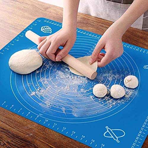 Lukzer 1PC Rolling Mat Silicone Baking Sheet with Measurements Non Stick Chapati Making, Atta Dough Kneading Measuring Mat / Stretchable for Home Kitchen Hotel (50 x 40cm / Random Color)