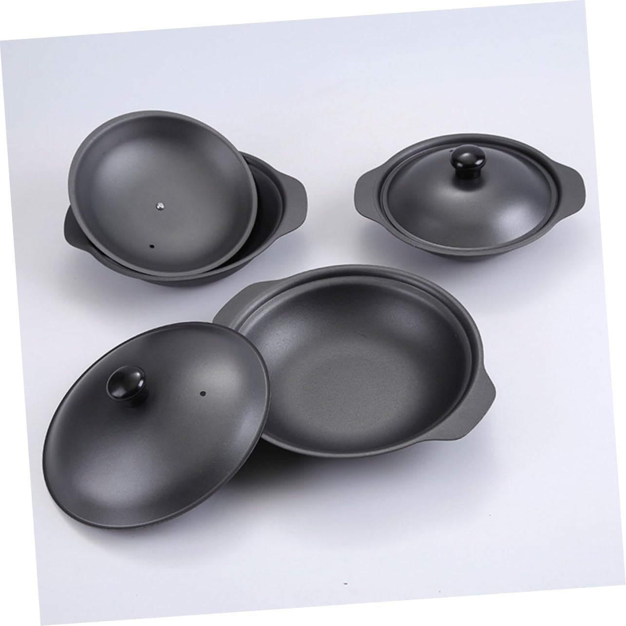 PRETYZOOM Burn Resistant Iron Stew Pot with Handle Non Stick Casserole for Kitchen Use High Temperature Resistant Cookware with Smooth Glazed Surface and Iron Lid