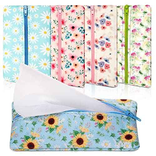 Listado y reviews de Pañuelos tela que puedes comprar esta semana. 33 5 Bolsas de Pañuelos de Viaje Reutilizables Monedero de Pañuelos de Bolsillo Portapañuelos de Tela con Cierre Cerrada de Flor Tamaño Pequeño para Monedero Monedas, 5.25 x...