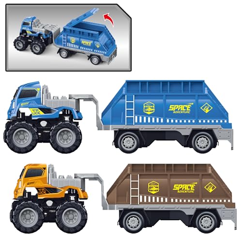 Image of Friction Powered Space Transport Truck Toy for Kids Boys 1:43 Die cast Alloy Model Miniature Trailer Pull Back Vehicle (Pack of 1, Multicolor)