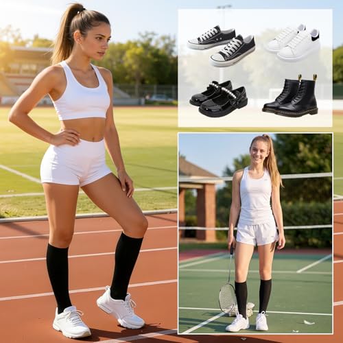 Image of American Trends Womens Athletic Knee High Socks Outdoor Sport Thigh High Stockings Casual Stripes Tube Socks