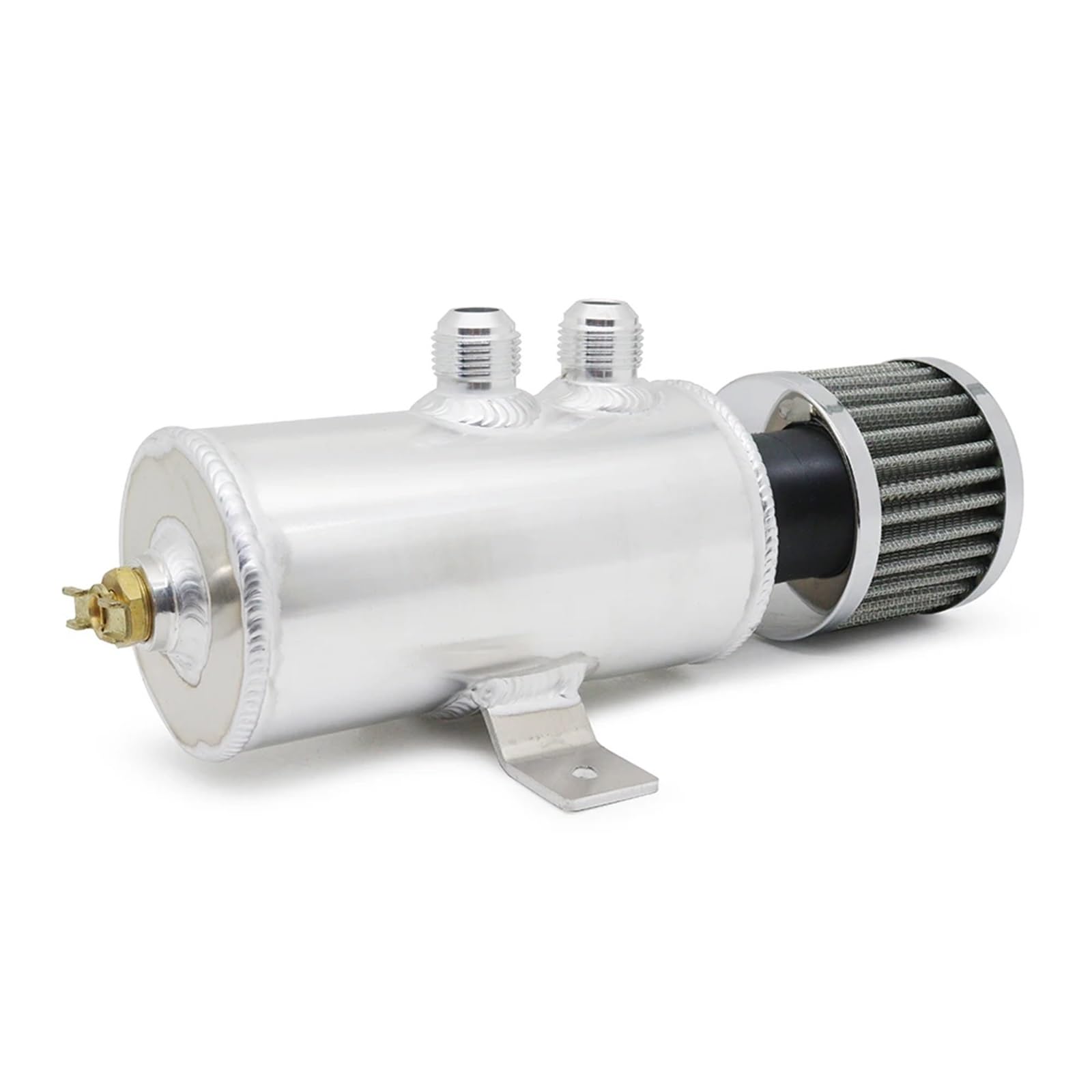 Zbirnik Płynu Chłodzącego Uniwersalny zbiornik na olej z filtrem odpowietrzającym, aluminiowy 10 AN, okrągły, 0,75 l, szczotkowany, z przegrodami, uchwyt separatora Wyrównawczy(Silver)