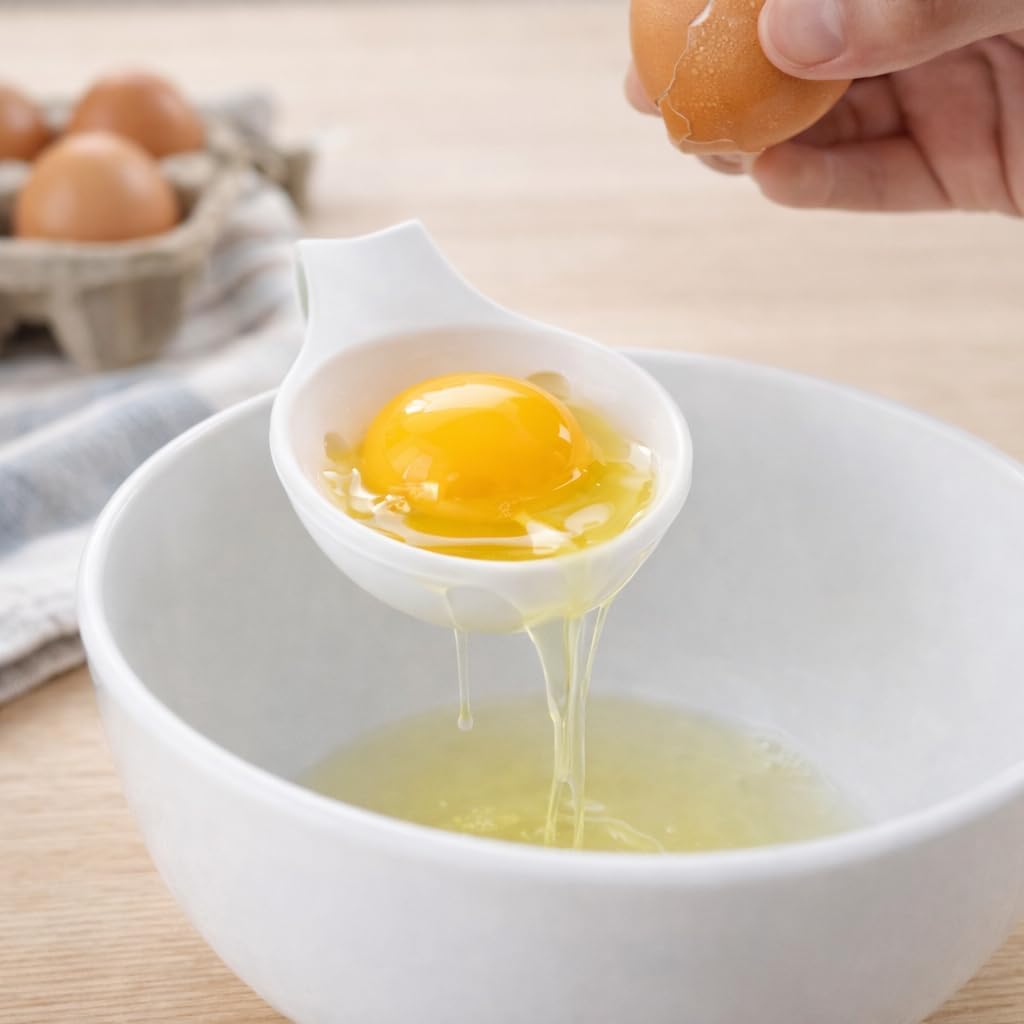 Egg White and Yolk Separator, White Egg Separator for Baking & Cooking, Easy-to-Use Egg Yolk Separator Tool for Home Kitchen