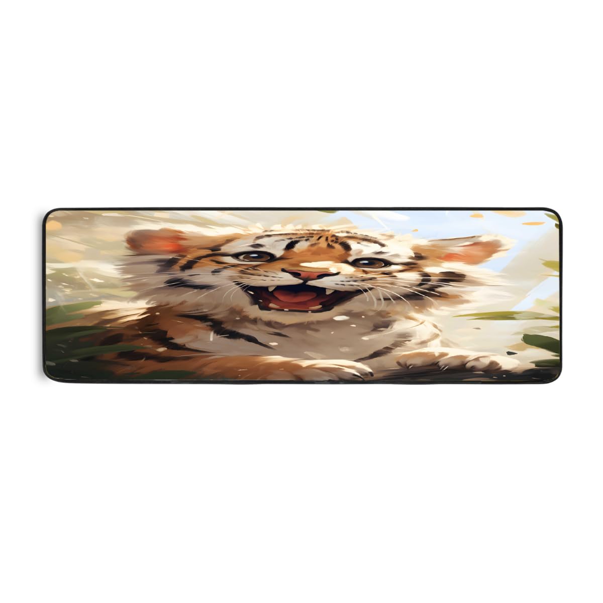 Tapis de cuisine lavable et absorbant motif tigre de maison